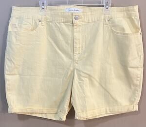 Vintage America Blues Vintage Bermuda Shorts Womens 20W‎ Plus Yellow Cuffed EUC